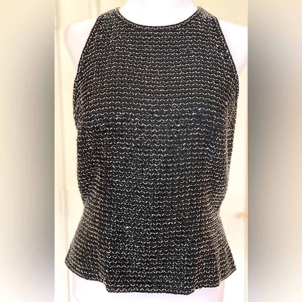 Beaded Top Cocktail Wear, Black Tie by Oleg Cassini for Neiman Marcus, Size 14